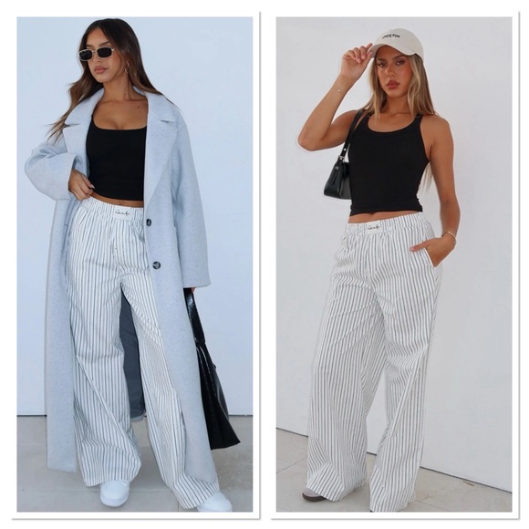 White Fox Boutique Pants - White Fox Boutique Walking Out Striped Pants White Size Small